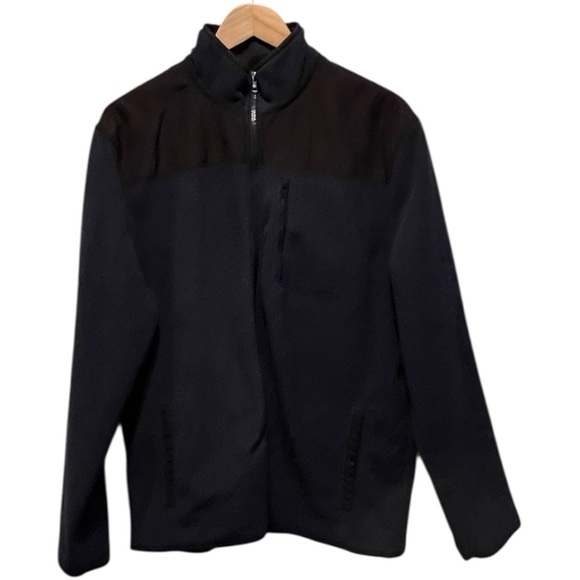 Calvin Klein Men’s Blue and Black Textured Front Zipper Fleece Jacket - Picture 12 of 13
